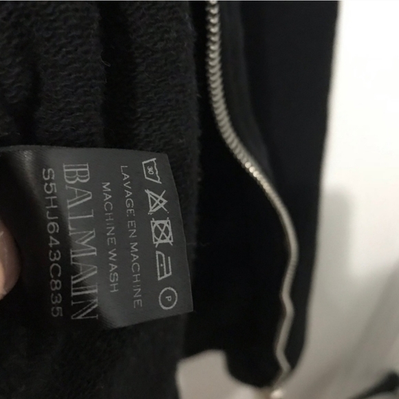 BALMAIN Black Classic Zip-Up Hoodie - Picture 8 of 8